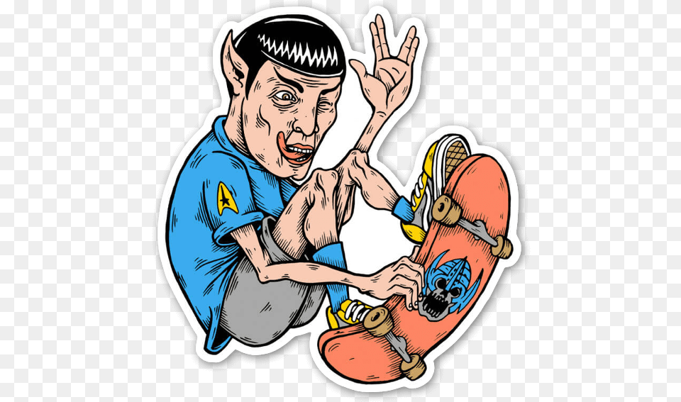 Spock Skater Sticker Skater Spock, Adult, Male, Man, Person Free Transparent Png
