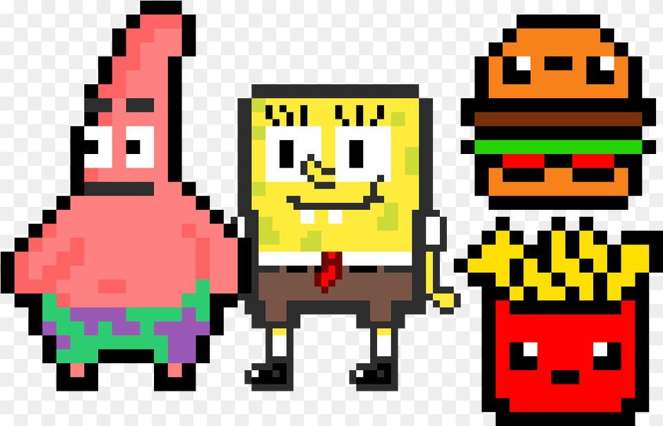 Spongebob And Patrick Patrick Spongebob Pixel Art, Qr Code Png Image