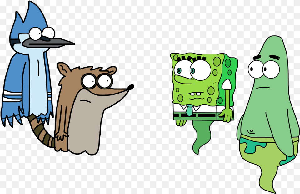 Spongebob And Patrick Vs Mordecai And Rigby Mordecai And Rigby Ghosts, Cartoon, Person, Animal, Bear Png