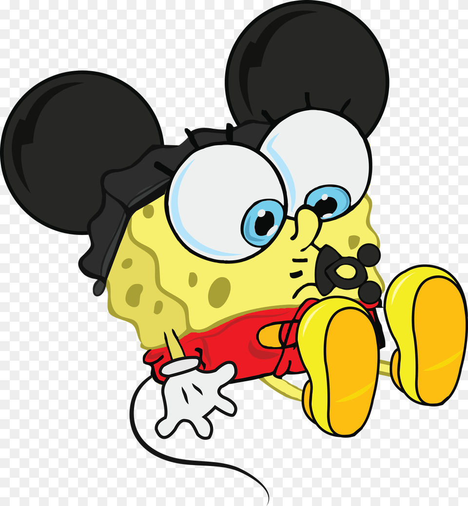 Spongebob Baby Mickey Mouse, Balloon, Device, Grass, Lawn Free Png Download