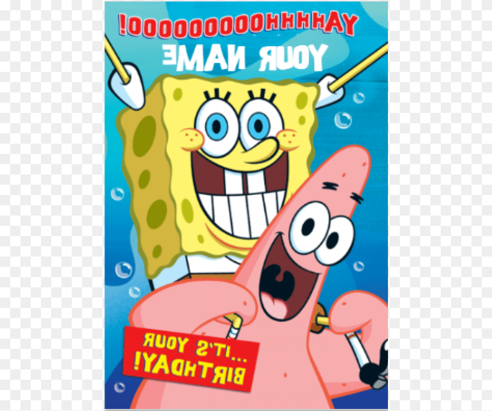 Spongebob Birthday Card Zwd9 Spongebob Squarepants, Advertisement, Poster, Animal, Bear Free Png Download