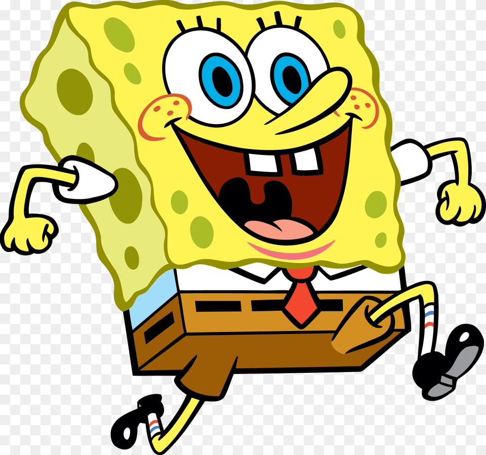 Spongebob Running, Cartoon Png Image