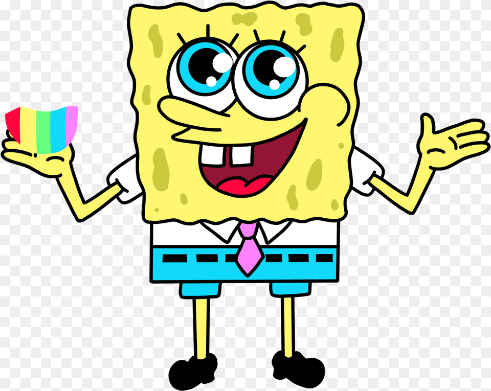 Spongebob Squarepants Rainbow Sticker By Bangerooo Spongebob Squarepants Gif, Cartoon, Baby, Person, Face Free Transparent Png