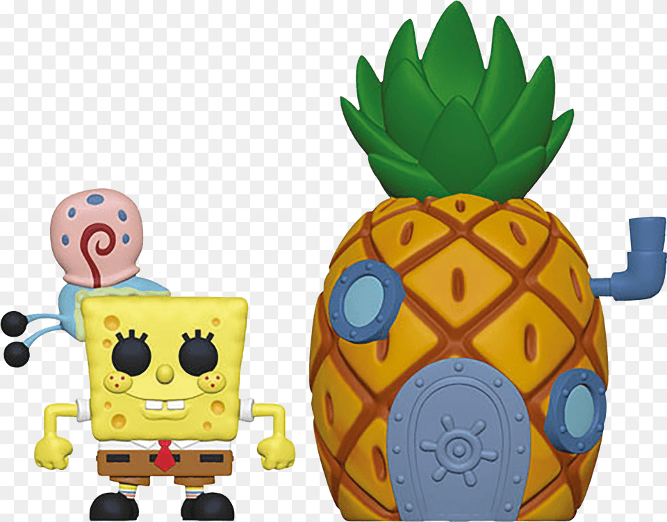 Spongebob Squarepants With Pineapple House Pop Town Funko, Food, Fruit, Plant, Produce Free Png Download