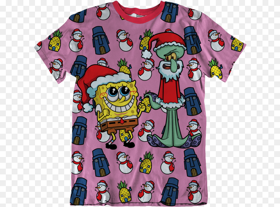 Spongebob Squidward Christmas Unisex Tee Cartoon, Clothing, T-shirt, Person, Baby Png Image
