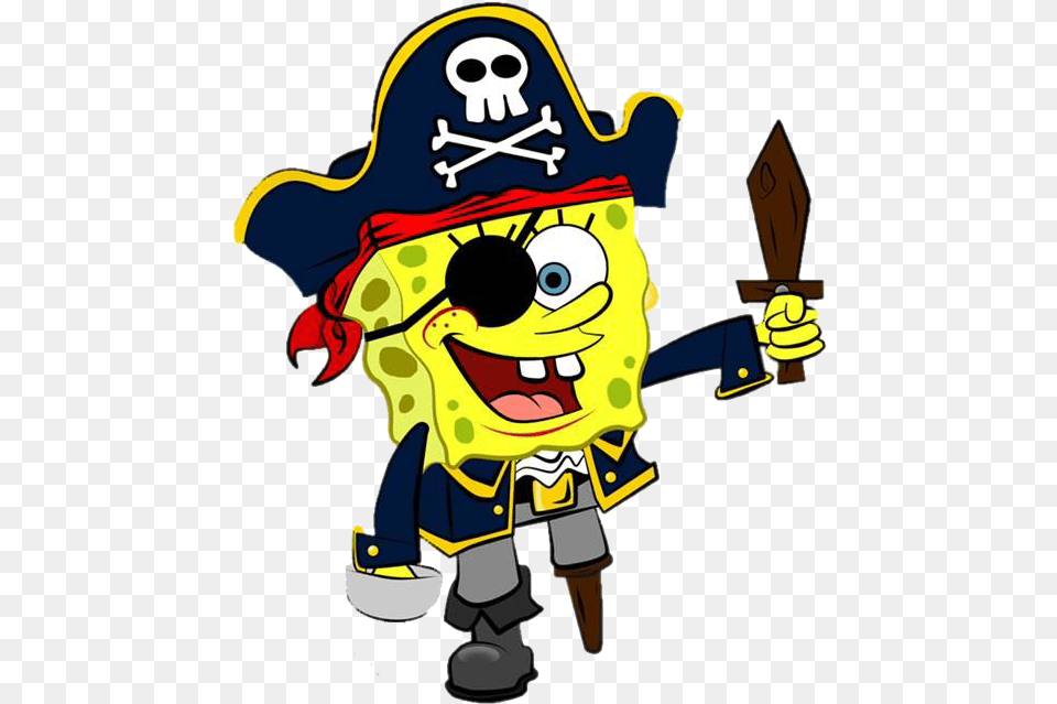 Spongebob With Eye Patch, Person, Pirate, Animal, Dinosaur Free Png