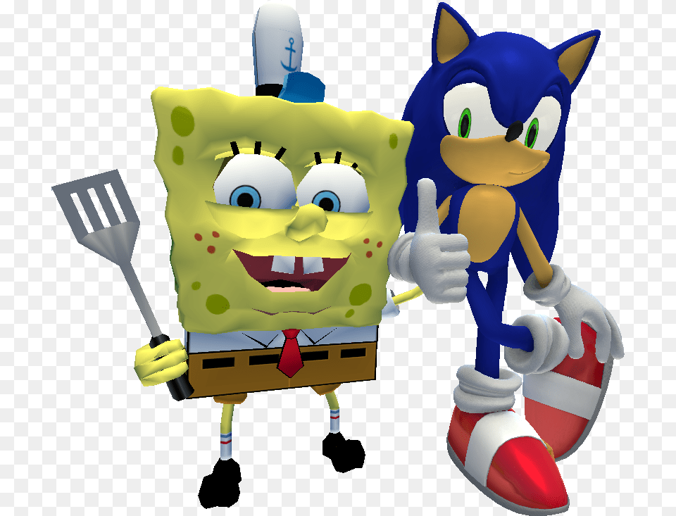 Spongebob With Sonic Spongebob Squarepants Sonic, Baby, Cutlery, Person, Water Png Image