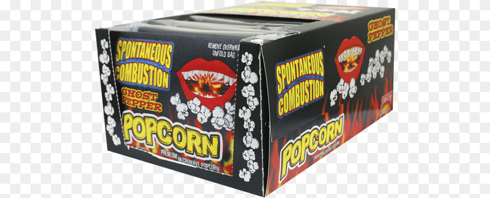 Spontaneous Combustion Ghost Pepper Popcorn 12 Pack Ghost Pepper Popcorn, Food, Sweets, Box Png