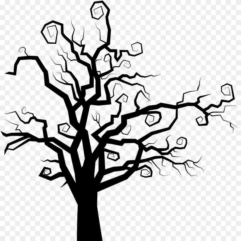 Spooky Clipart 6 Christmas Tree Outline Halloween Movieplus Spooky Tree Silhouette, Gray Png Image