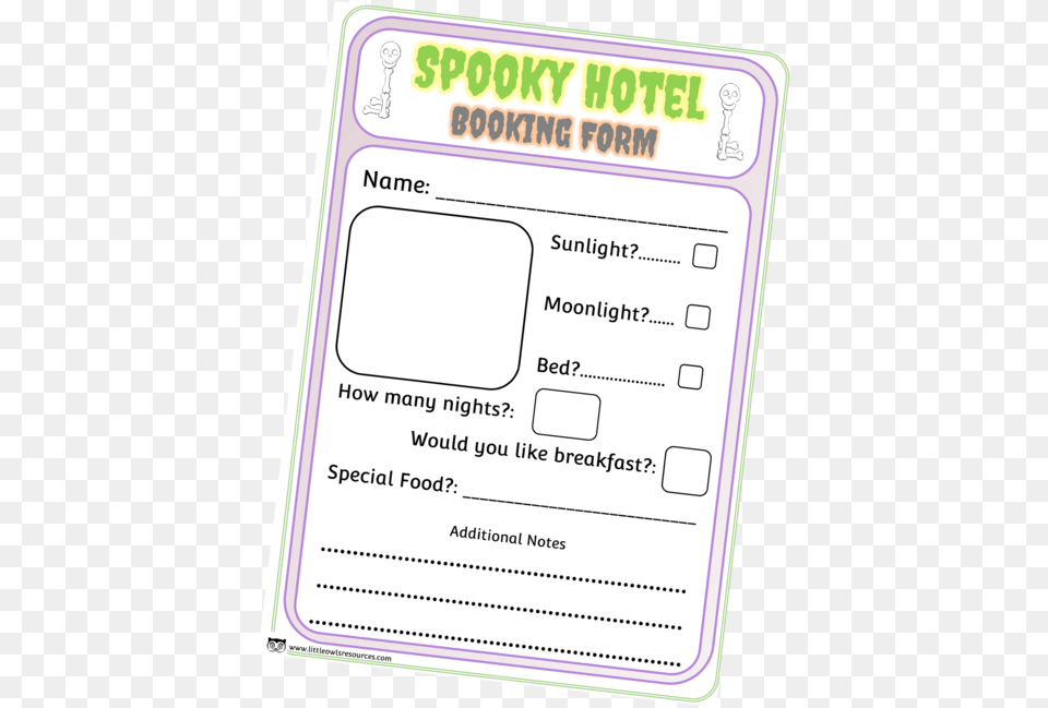 Spooky Hotel Booking Formcover Paper, Text, Electronics, Mobile Phone, Phone Free Transparent Png
