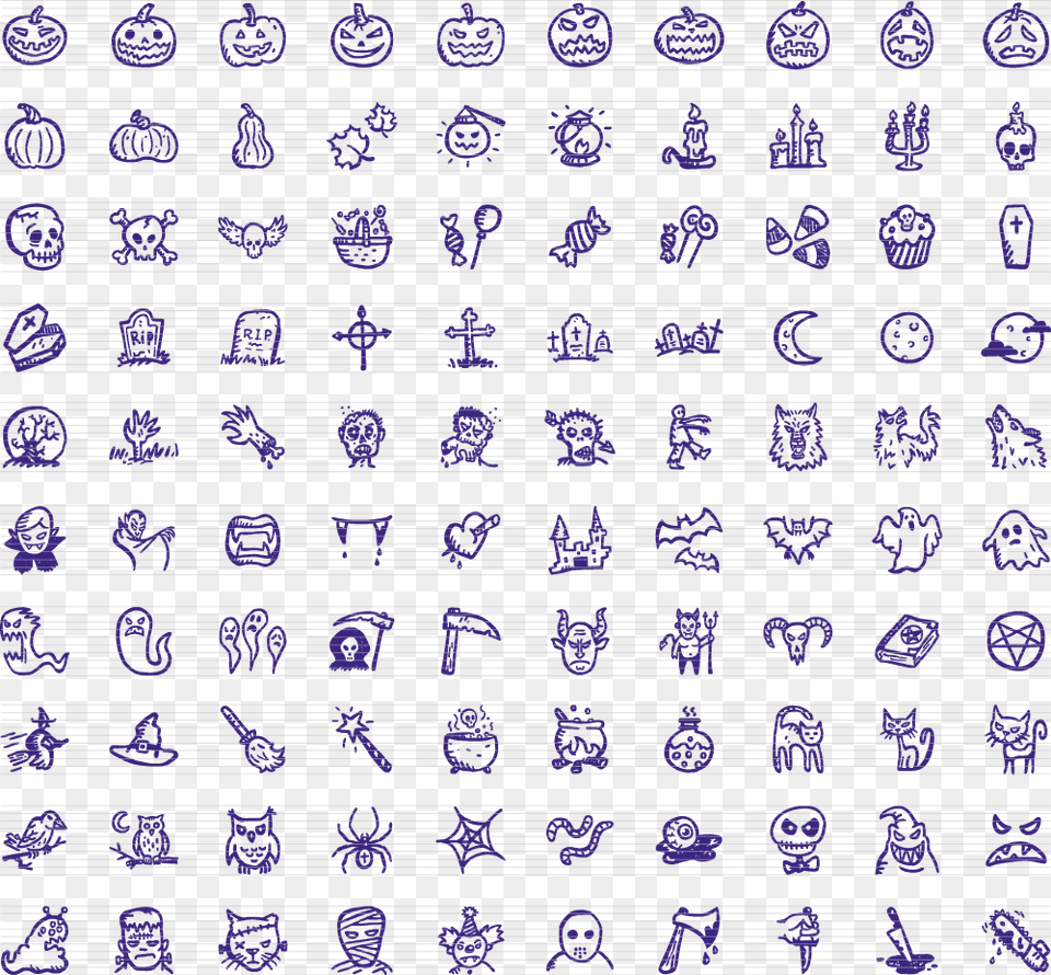 Spooky Icons 100 Hand Drawn Halloween Vector Icons Hand Drawn Halloween Icons, Pattern, Blackboard Free Png
