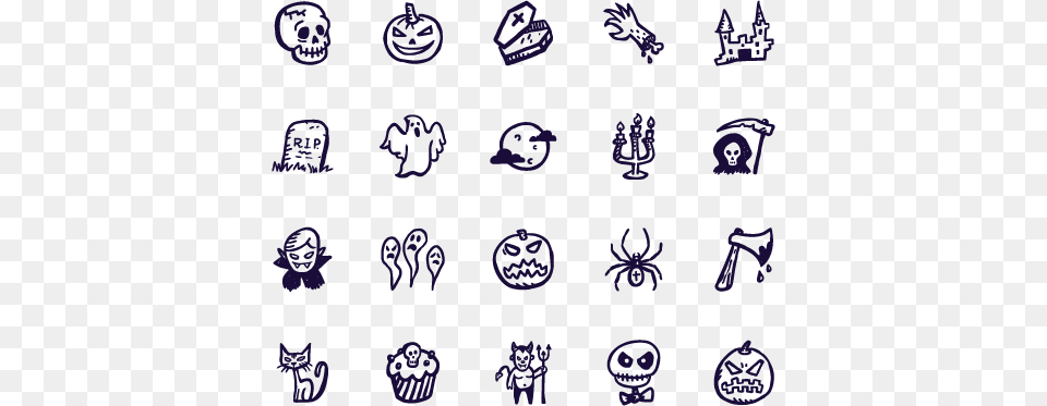 Spooky Icons Drawn Halloween, Blackboard, Purple Free Png