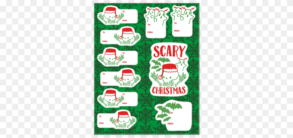 Spooky Scary Christmas Gift Tag Stickerdecal Sheet Print Scary Christmas Tags, Advertisement, Poster, Text, First Aid Free Png