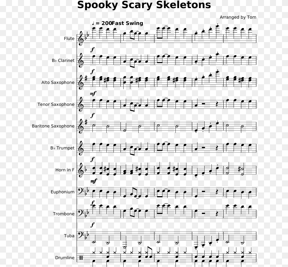 Spooky Scary Skeletons Trumpet Music, Gray Free Png