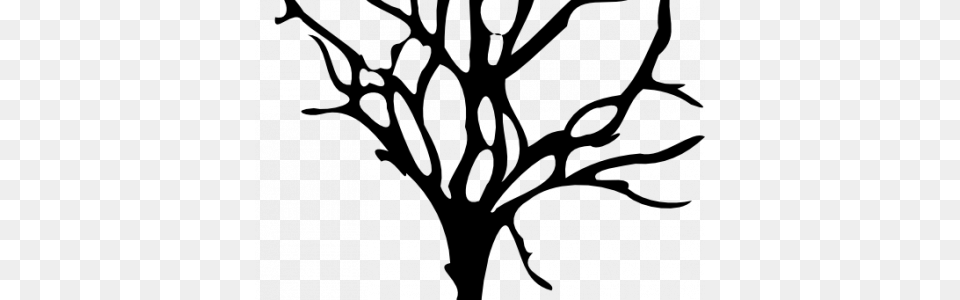 Spooky Tree Clipart Group With Items, Gray Png