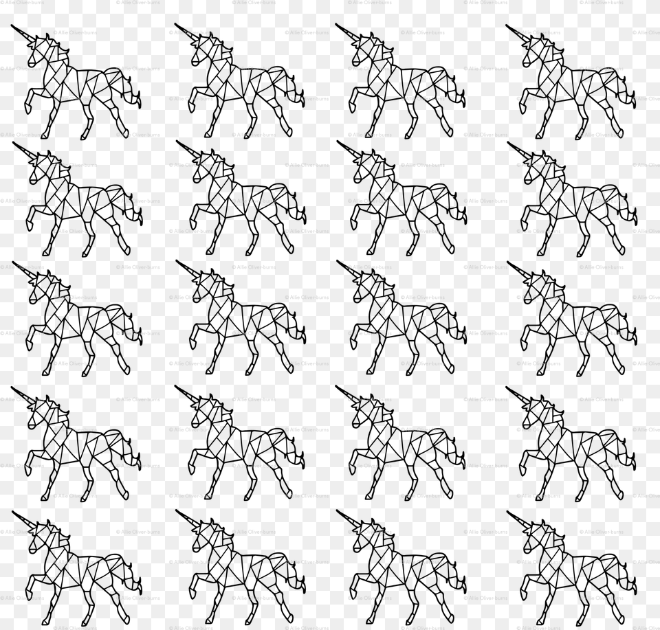 Spoonflower Black And White Geometric Unicorn Illustration Spoonflower Inc, Texture Free Transparent Png