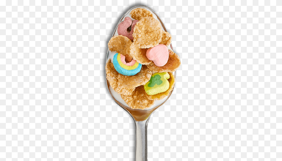 Spoonful Of Lucky Charms Frosted Flakes Lucky Charms Frosted Flakes, Cream, Cutlery, Dessert, Food Png Image