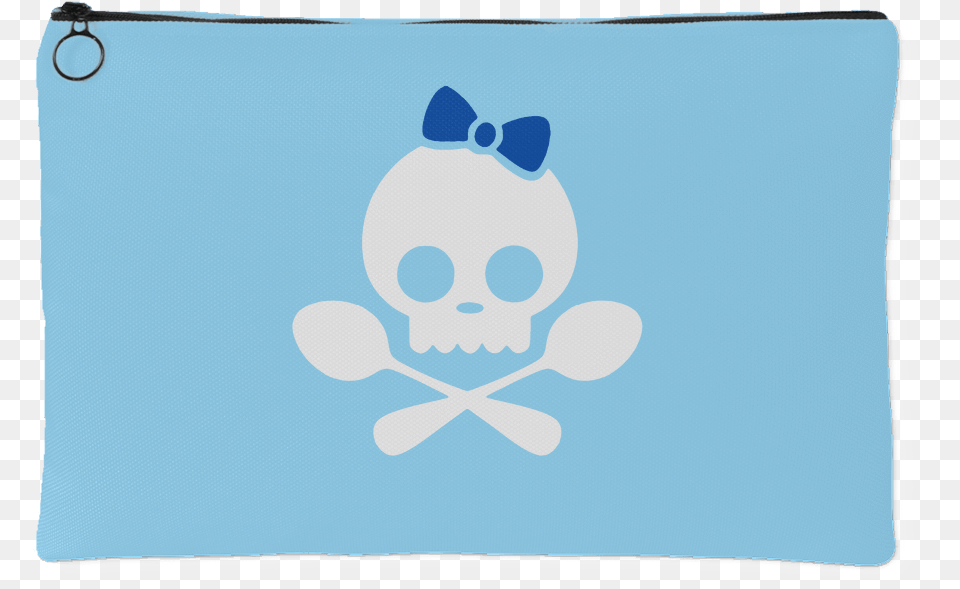 Spoonie Skull Blue Bow Accessory Pouch Blue Cartoon, Applique, Cutlery, Pattern, Spoon Free Png
