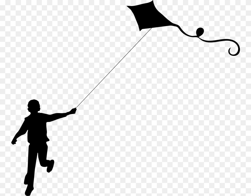 Sport Kite Silhouette Child Makar Sankranti, Gray Free Png