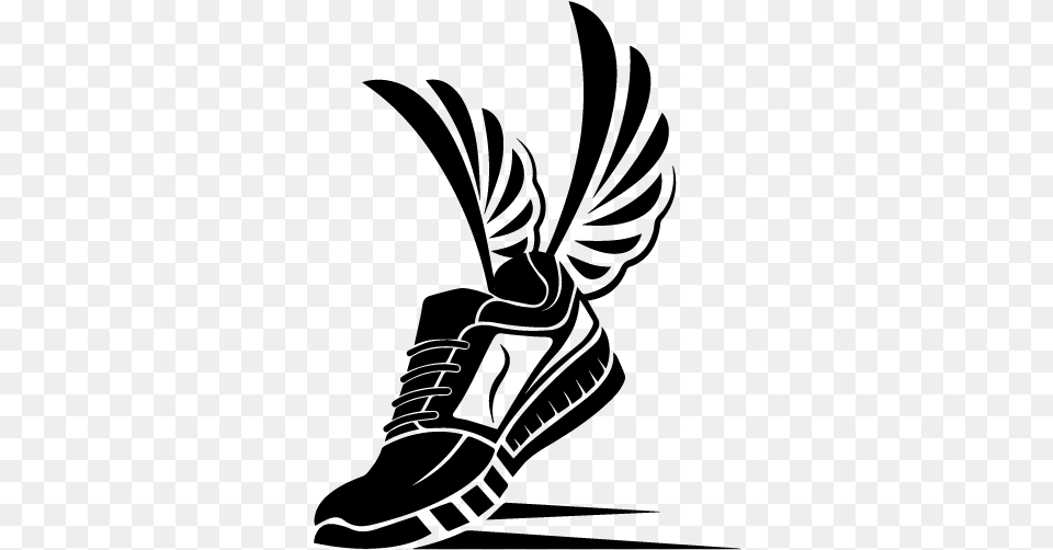 Sport Shoe Icon Speeding Running Winged Shoe, Gray Free Png