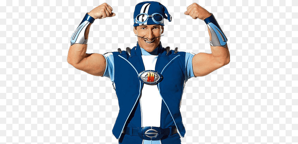 Sportacus Strong Arms, Helmet, Shirt, Clothing, Person Png Image