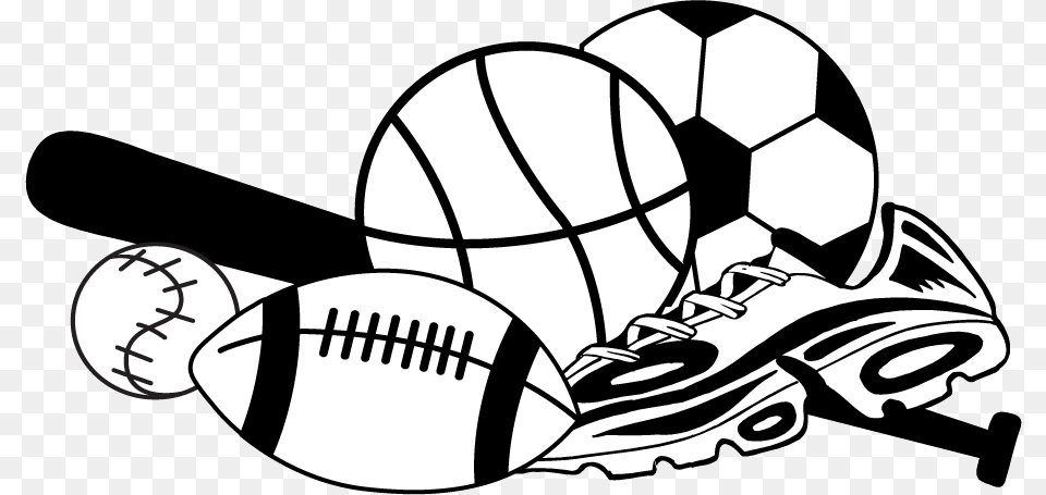 Sports Balls Clip Art Black And White Transparent Sports Balls Black And White, People, Person, Stencil, Football Png