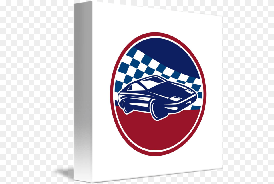 Sports Car Racing Chequered Flag Circle Retro By Aloysius Patrimonio Car Race Circle Logo, Coupe, Sports Car, Transportation, Vehicle Png