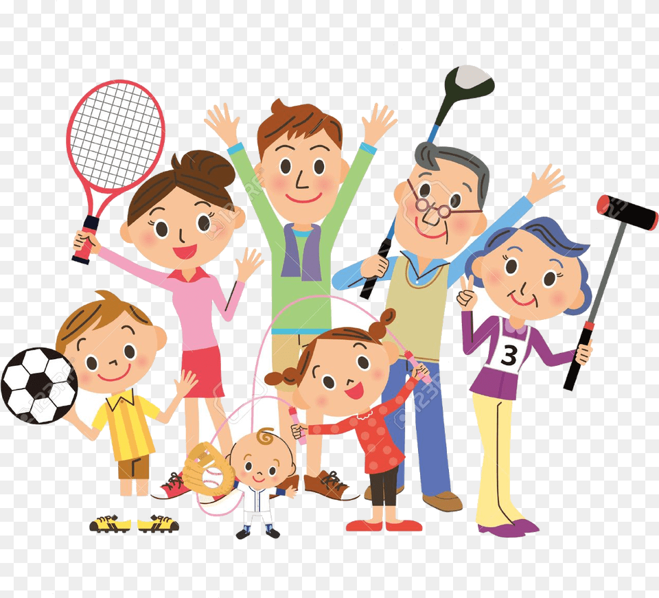 Sports Clipart Family Clip Art On Transparent Family Playing Sports Clipart, People, Person, Baby, Book Free Png Download
