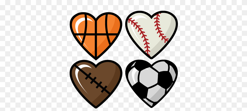 Sports Hearts Set Scrapbook Cut File Cute Clipart Files For Cute Sports Clipart, Heart, Ball, Football, Soccer Png