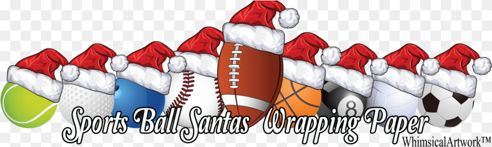 Sports Lovers Christmas Gift Wrap Whimsicalartwork Santa Claus, Ball, Tennis, Sport, Tennis Ball Png Image