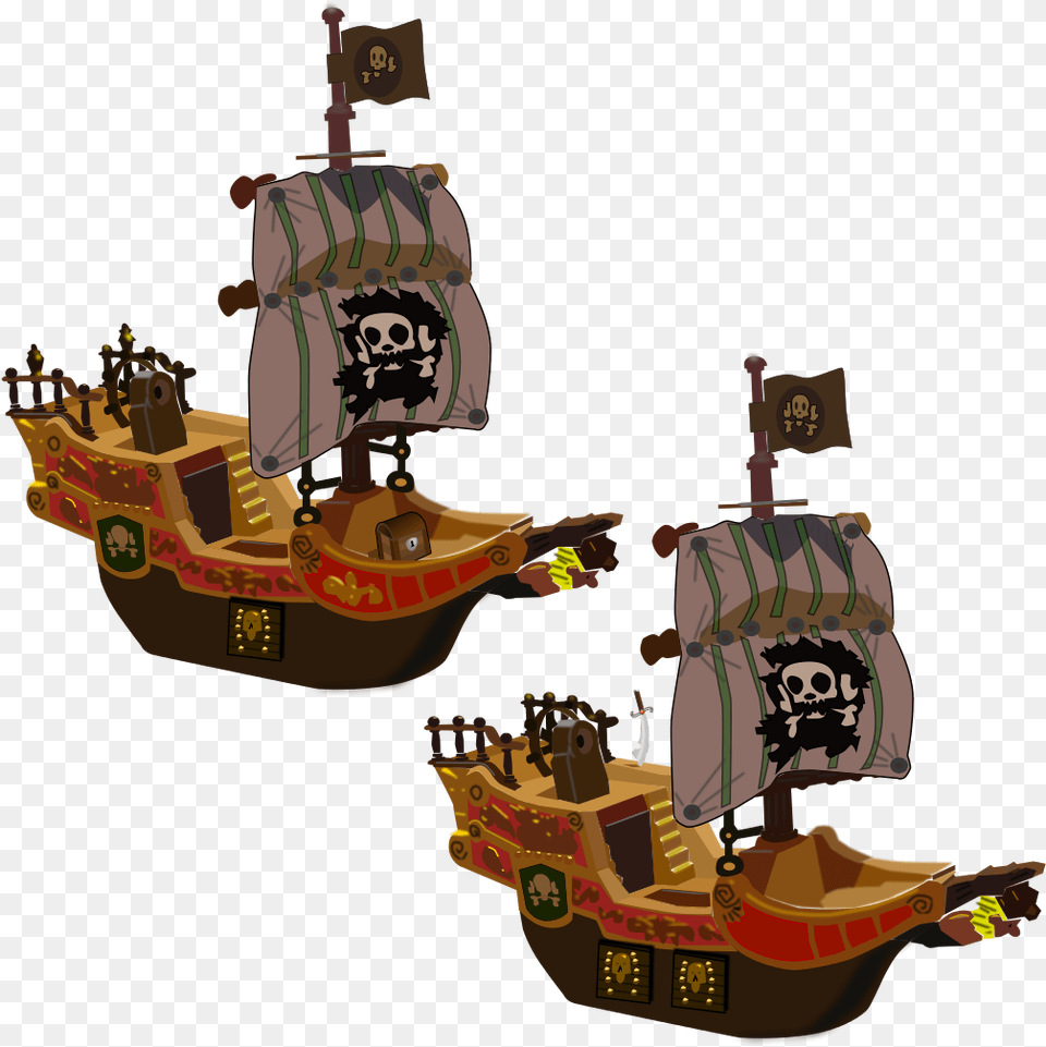Spot The Difference Between Those Two Pirate Ships Cartoon Pirate Ship 3d, Bulldozer, Machine, Person Free Transparent Png