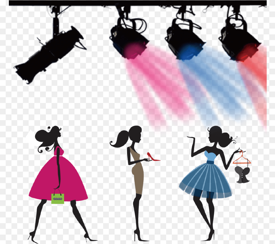 Spotlight Silhouette Transparent Background Dress Clipart, Lighting, Person, Child, Leisure Activities Png Image