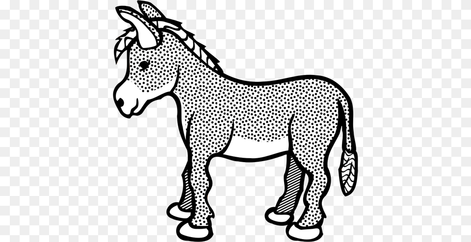 Spotty Donkey Line Art Vector Clip Art, Animal, Mammal Free Transparent Png