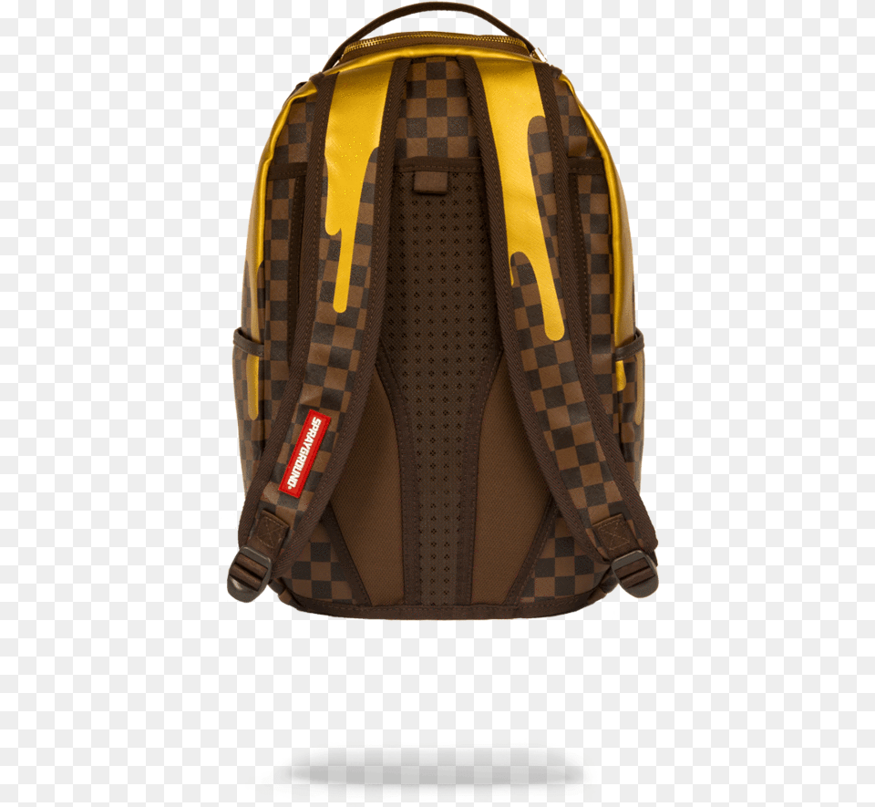 Sprayground Backpack Liquid Gold Checkered Drips, Bag Free Png Download