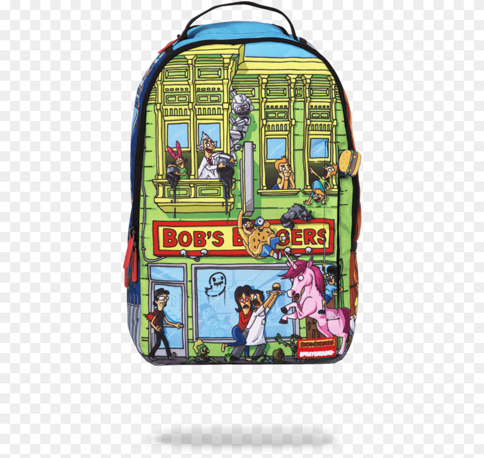 Sprayground Bob39s Burgers Backpack, Bag, Person, Book, Comics Free Png Download