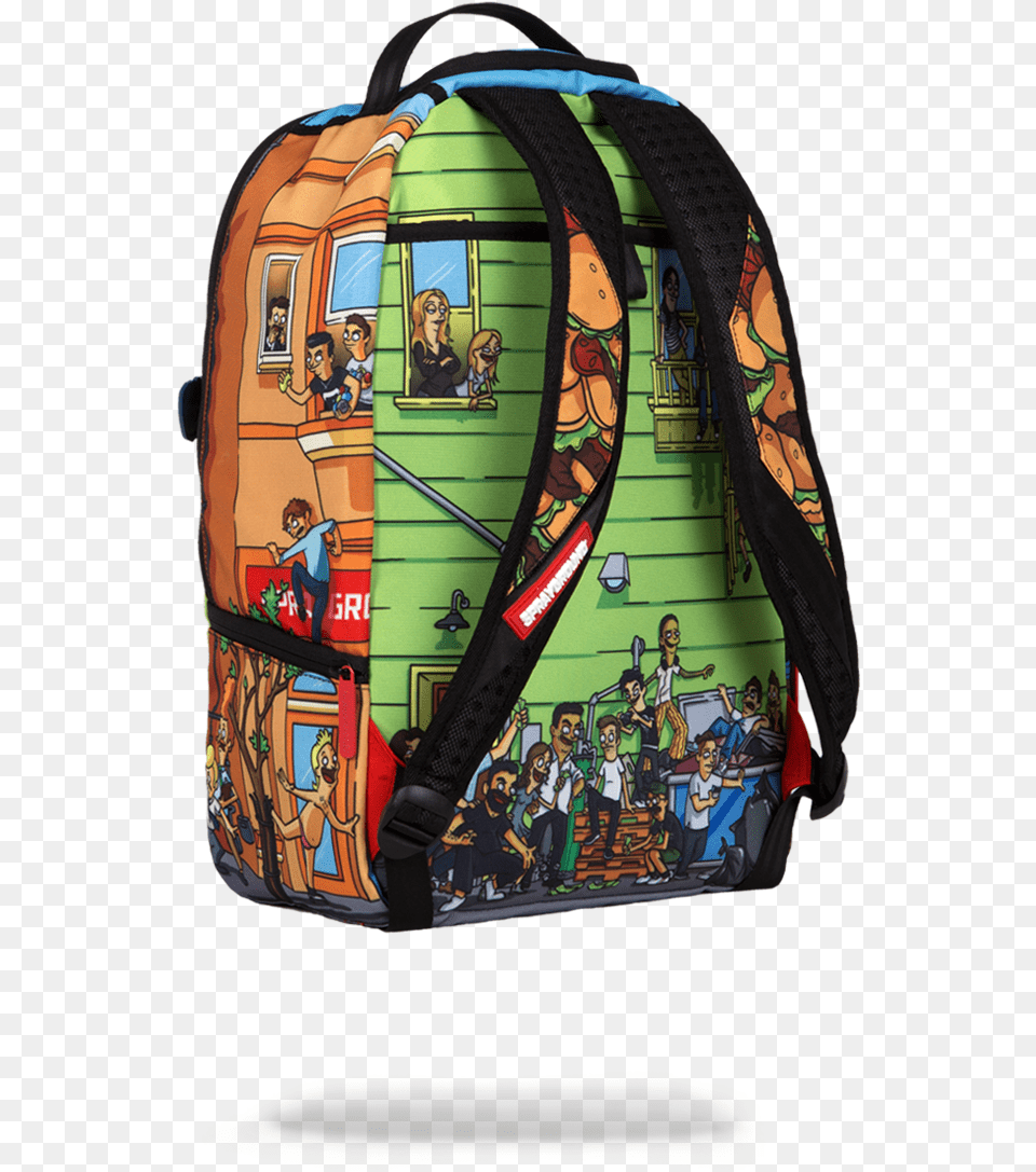 Sprayground Bobs Burgers Insanity Back Angle Hand Luggage, Bag, Backpack, Person, Baby Free Transparent Png
