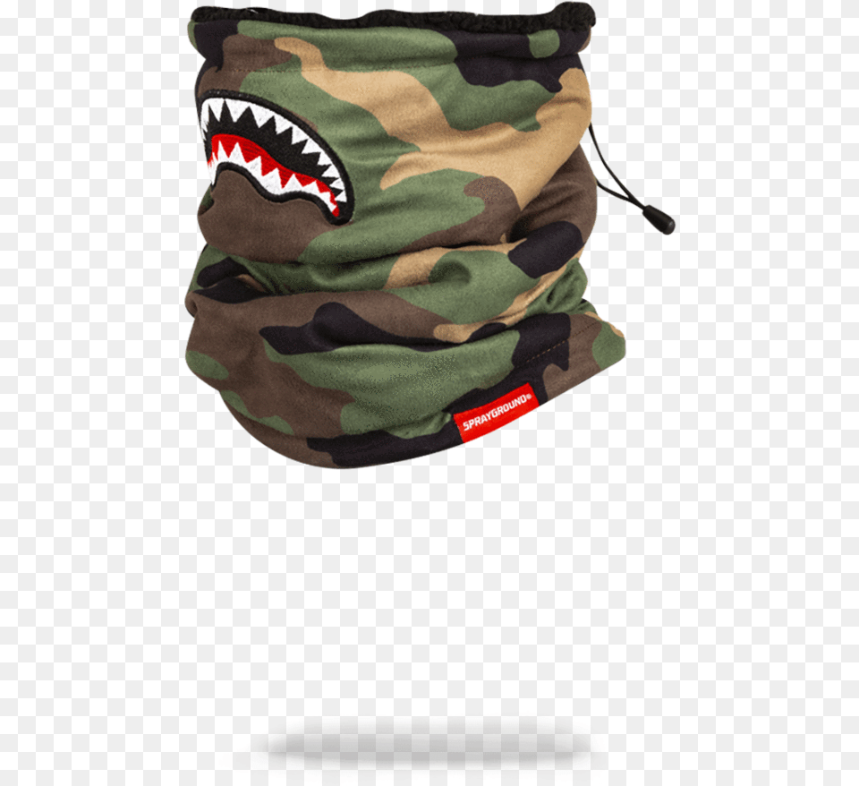 Sprayground Camo Shark Neck Warmer Ski Mask Neck Gaiter, Military, Military Uniform, Camouflage, Diaper Free Png