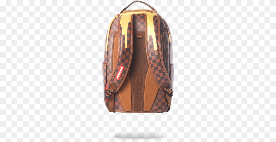 Sprayground Checkered Gold Backpack, Bag, Accessories, Handbag Png