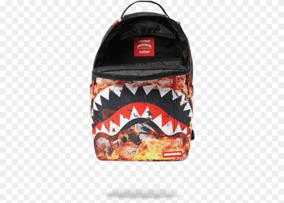 Sprayground Fire Money Shark Backpack, Accessories, Bag, Handbag, Purse Png