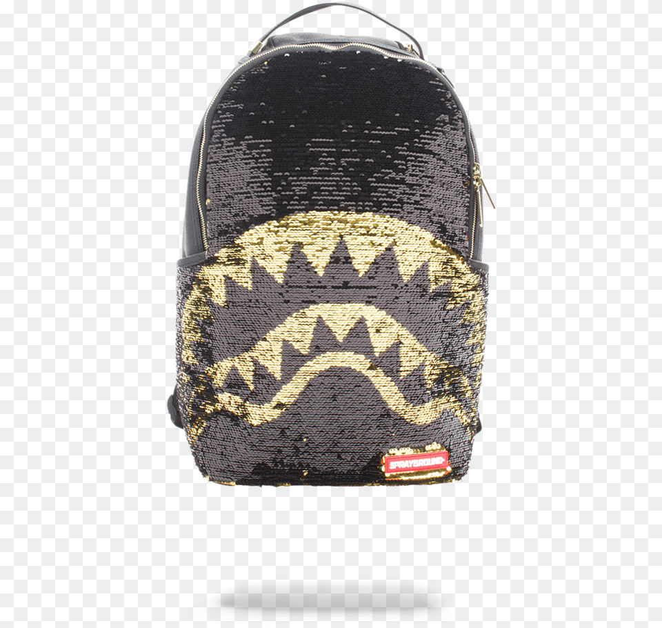 Sprayground Gold Sequin Shark Backpack Slip On Shoe, Accessories, Bag, Handbag, Purse Png