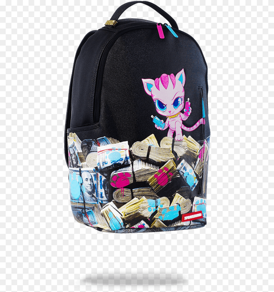 Sprayground Kitten Money Stacks Backpack, Accessories, Handbag, Bag, Purse Free Transparent Png