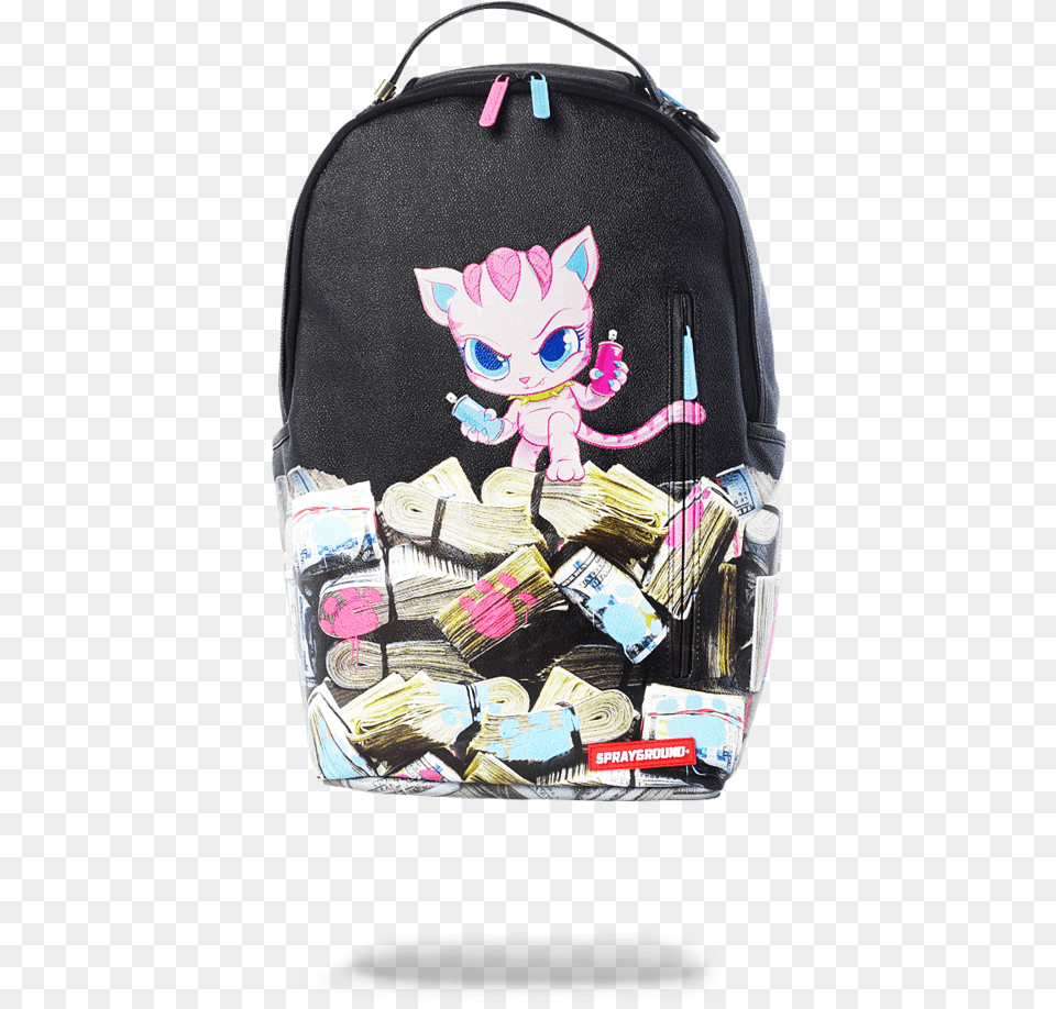 Sprayground Kitten Money Stacks Backpack Sprayground Backpacks Money, Accessories, Bag, Handbag, Purse Free Transparent Png