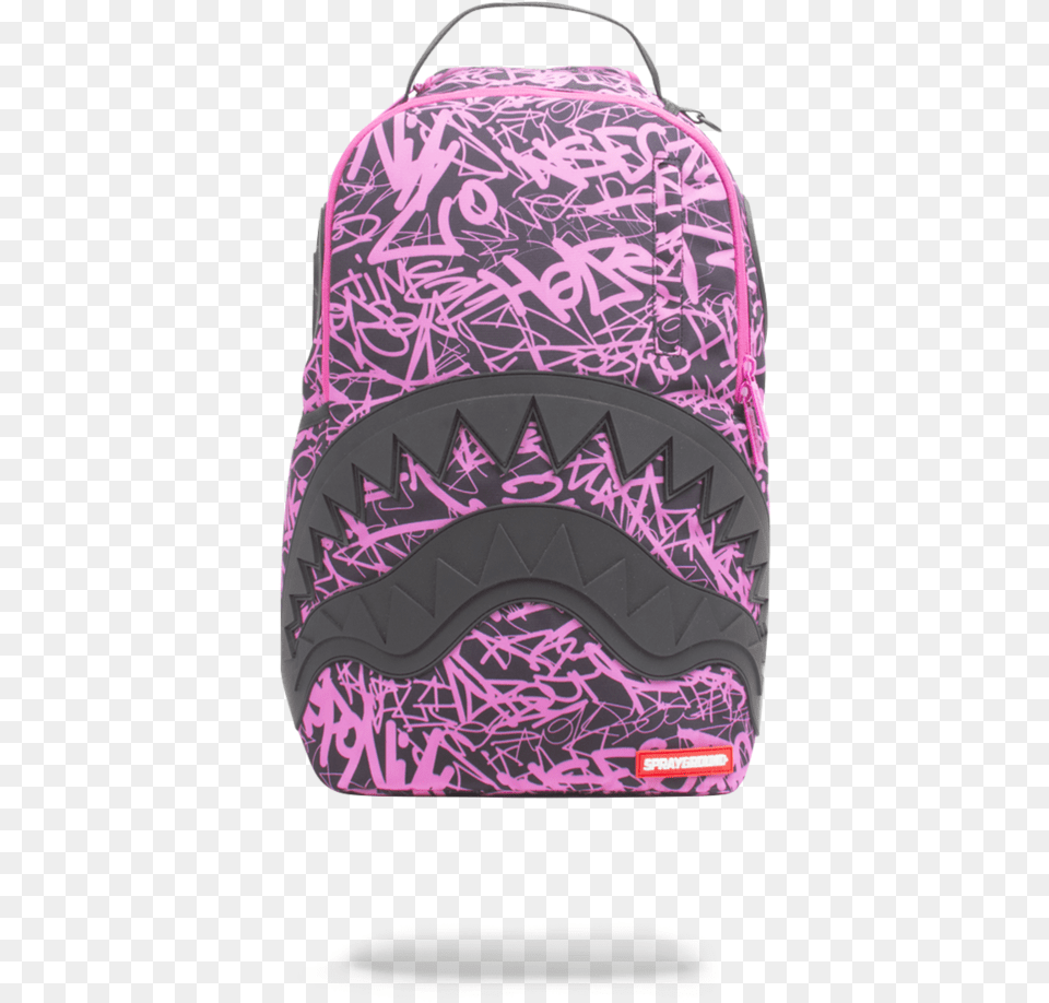 Sprayground Pink Scribble Shark Backpack Pink Sprayground Backpack, Bag, Accessories, Handbag Free Transparent Png