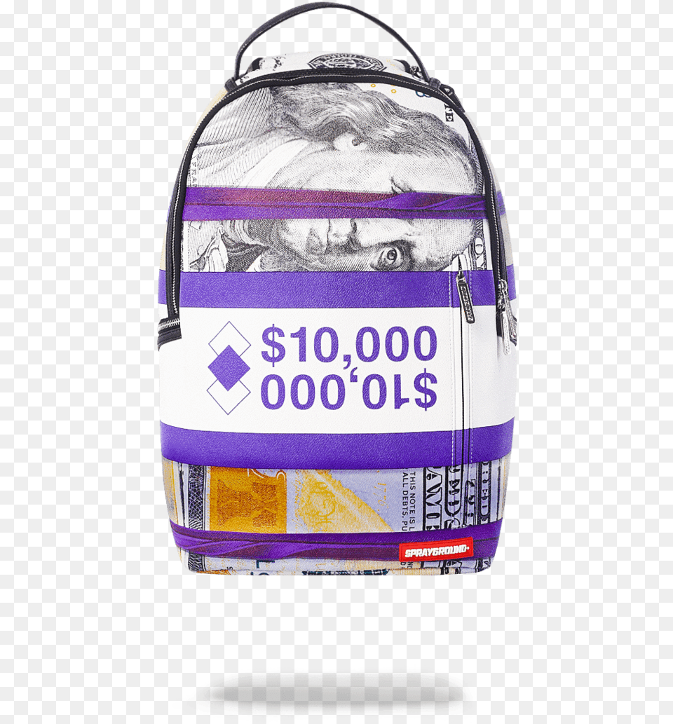 Sprayground Purple Money Bands Backpack Sprayground Backpack, Accessories, Bag, Handbag, Purse Png Image