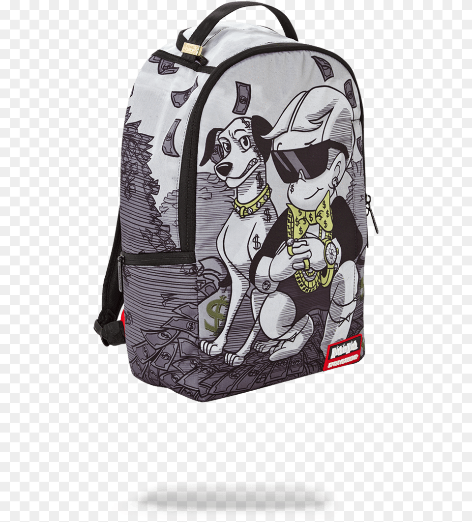 Sprayground Richie Rich Money Stacks Backpack, Bag, Person, Face, Head Png