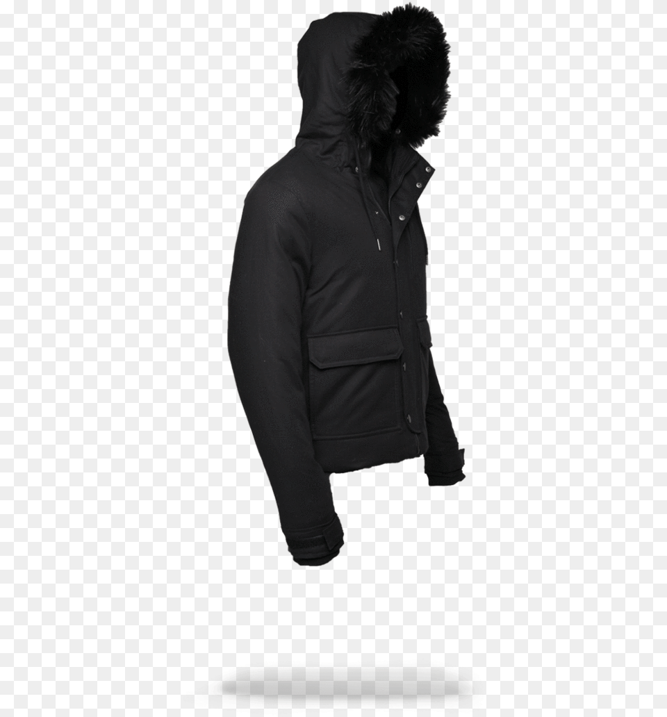 Sprayground Solid Black Chopper Jacket Outerwear Outerwear, Clothing, Coat, Hood, Sweater Png