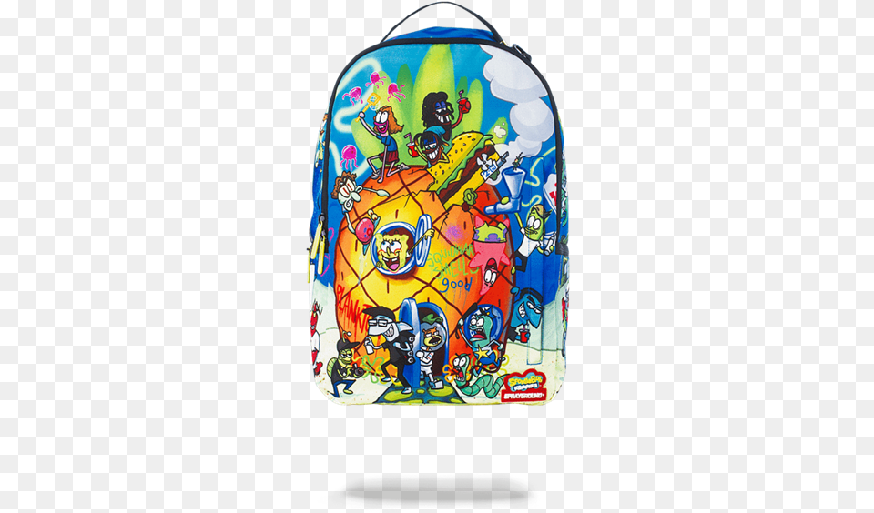 Sprayground Spongebob Pineapple Party Backpack, Bag, Accessories, Handbag Png