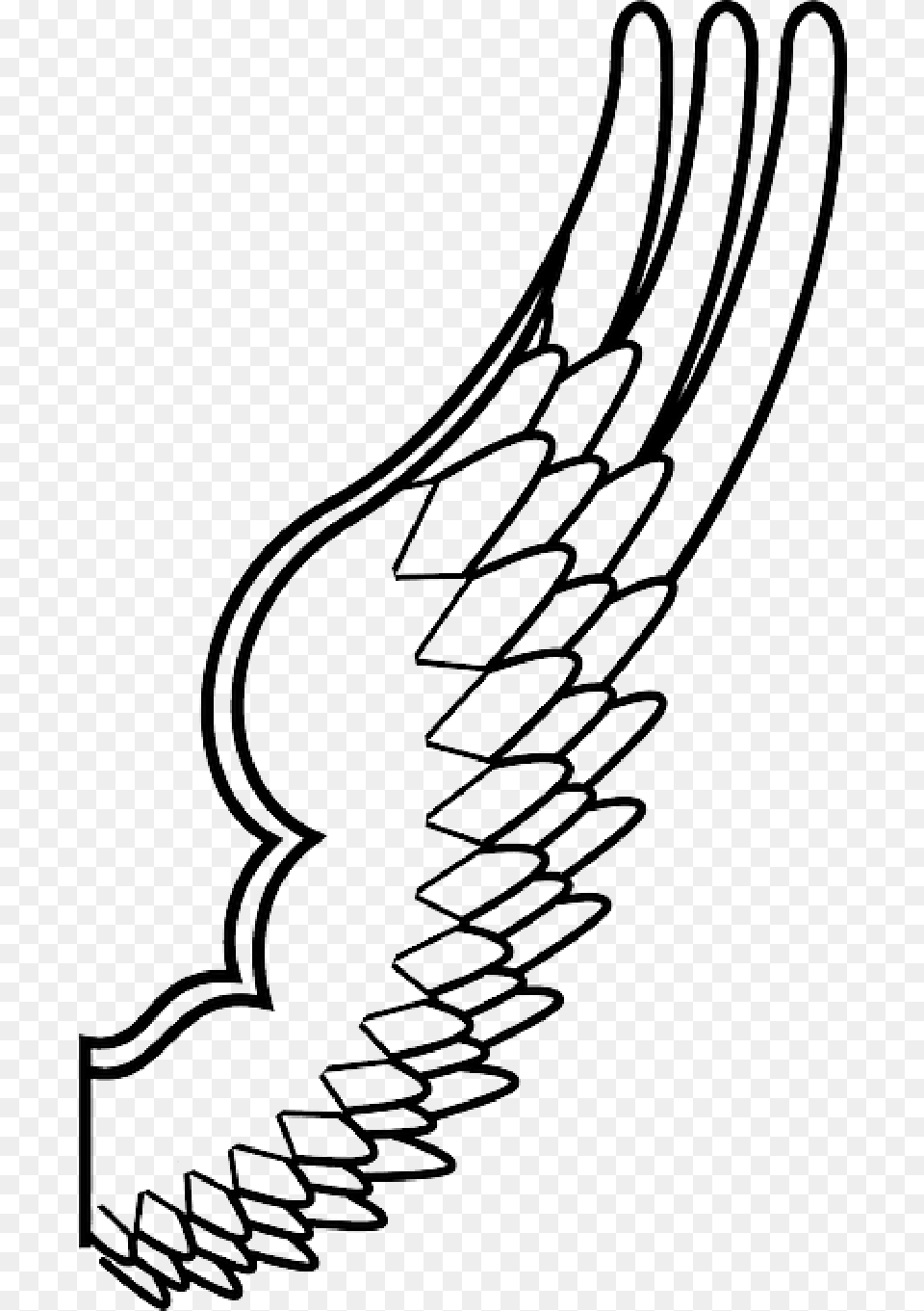 Spread Drawing Design Angel Wing Feathers Wing Outline, Cutlery, Fork, Smoke Pipe, Animal Free Png Download