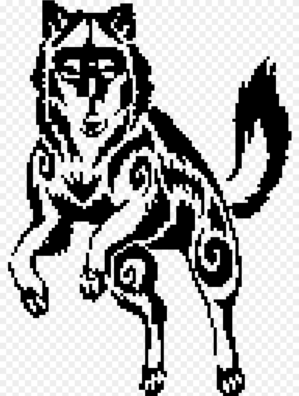 Spreadsheet Pixel Art Wolf, Gray Png