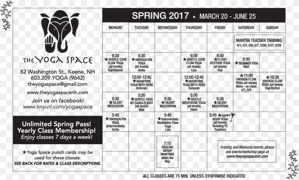 Spring 2017 The Yoga Space Northwest, Page, Text, Blackboard, Menu Png Image